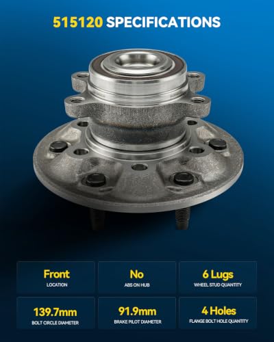 Image of PHILTOP 515120 x1 RWD Front Wheel Bearing Hub Assembly for Chevy Colorado
