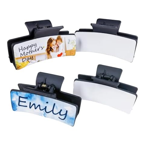 HAN SHENG Sublimation Blanks - 4 Pcs Heat Transfer Hair Claw Clips for DIY Hair Accessories Cover