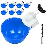 Tibaebe Chicken Waterer Cups, 8 Pack Blue Automatics Chicken Waterer, Professional Poultry Cups Suitable for Chicks, Duck, Goose, Turkey and Bunny Various Poultry, Compatible with Various Containers
