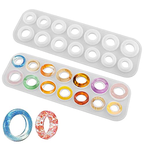 ZDNT 2Pcs Moulage De Bijoux à Bague Moule Bague Resine Epoxy Moule en silicone en résine Moules en forme d'anneau époxy pour la décoration artisanat fabrication de bijoux collier pendentif Cover