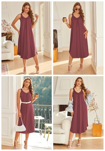 Image of Ekouaer Womens Sleeveless Nightgown Full Slip Nightshirt Long Nightwear Full Length Loungewear Tank Nightdress S-2XL
