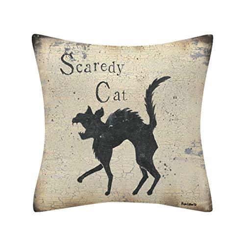 Xmiral 18 'x 18' Jeter Oreiller Couvre Halloween décoratif canapé taies d'oreiller Coton Lin Oreiller carré Housse de Coussin pour canapé canapé lit et Voiture Coussin Buche (A)