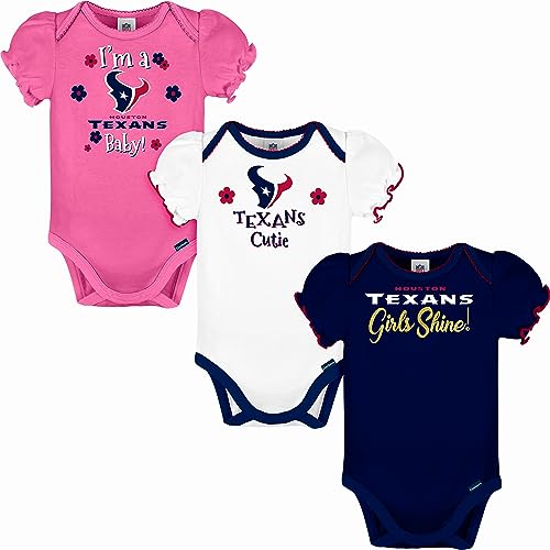 Image of Gerber NFL baby-girls Nfl Team 3 Pack Short Sleeve Onesie Bodysuit
