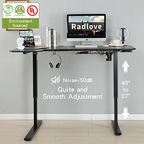 Radlove 59-Inch Large Electric Height Adjustable Computer L-Shaped Desk With Memory Controller Corner Standing Desk Modern Workstation With Splice Board Game Ergonomic Desk (Black Frame + Black Top) #TOP3