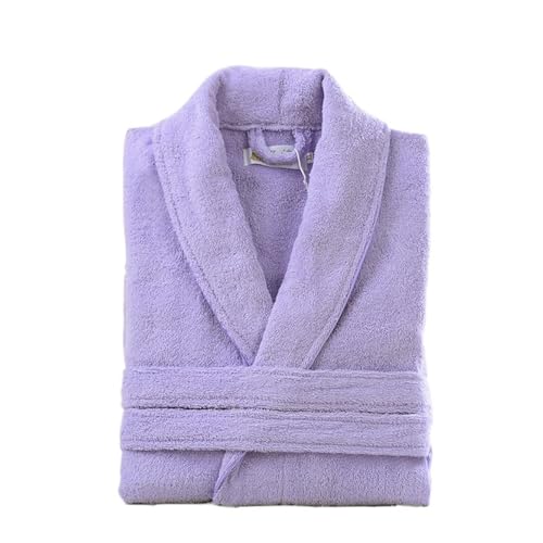 Bata de baño para el hogar Albornoz de algodón Rosa Toalla de Rizo Bata Unisex para Amantes Bata de baño Suave para Hombres y Mujeres Ropa de Dormir (Purple L)