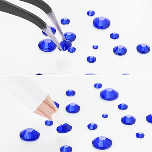 Image of Beadsland Rhinestones for Makeup,8 Sizes 2500pcs Blue Flatback Rhinestones Face Gems for Nails Crafts with Tweezers and Wax Pencil,Sapphire,SS4-SS30