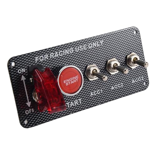 Commutateur d'allumage de voiture 12V avec bouton poussoir de démarrage et 3 interrupteurs à bascule