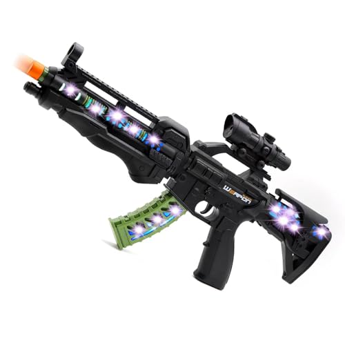 Zanktony Light Up Toy Gun with Sound Effects for Ages 3,4,5,6,7+ Boys - Toy Machine Guns with Telescopic Barrel Action - Ideal Christmas Birthday Gift...