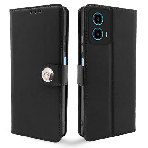 Image of Pikkme Moto G24 Power Flip Cover Leather Finish | Inside TPU with Card Pockets | Wallet Stand and Shock Proof | Complete Protection Button Flip Case (Black)