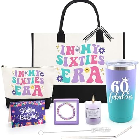 60th Birthday Gifts for Women Her, Funny Gifts for 60th Birthday Women 60th Birthday Gift Ideas 60 Year Old Birthday Gifts for Women Mom Grandma Sister Friend Wife Coworker with Canvas Tote Bag Cover