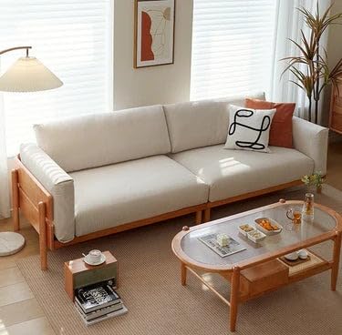 Goldview Furniture Wooden Sofa with Cushions – Modern Couch with Solid Wood Frame and Comfortable Upholstered Seating – Stylish Living Room