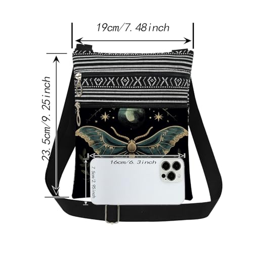 Night Sky Moth Crossbody Bag Moon Moth Adjustable Shoulder Strap Messenger Bag Birthday Gift for Friend Insect Lover Christmas​​ Gift for Her2