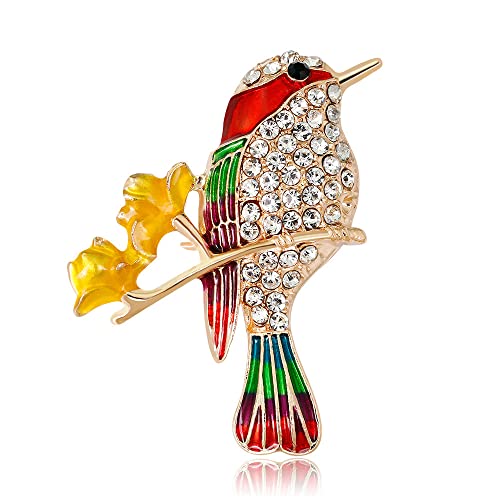Image of Creative Alloy Rhinestone Branch Bird Brooch, Personalized and Versatile Women's Clothing Chest Flower Jewelry Brooch