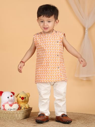 Image of POLKA TOTS Pure Cotton New Born Dress | Ultra-Soft, Breathable & Lightweight Sleeveless Jhabla Pant Set for Baby Boys & Girls | Baby Summer Clothes | Traditional Jabla & Pyjama Set for Newborns