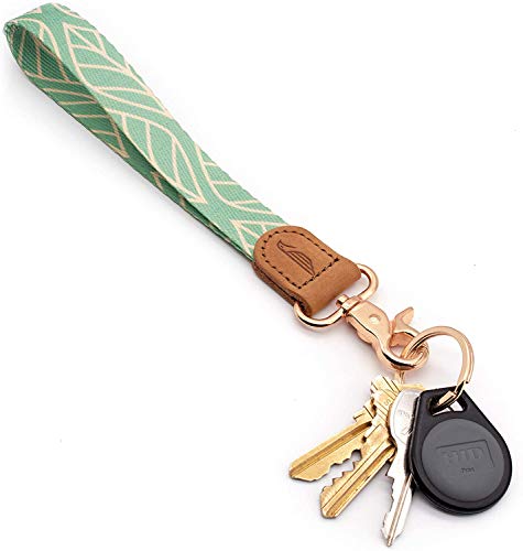 Image of POCKT Keychain Wristlet for Women and Men, Cute Wrist Lanyard for Keys, Short Key Chain Strap for Car Keys, Wallet, ID Badge & Phone | Leaves