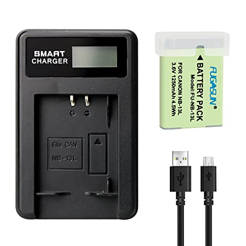 FUGASUN 1 Piezas 1250mAh NB-13L NB13L Batería con Cargador de batería para Canon G5X / G5X Mark II / G7X / G7X Mark II / G7 X Mark III G9X SX620 HS SX720 HS Camera (1 pcs Battery with Charger)
