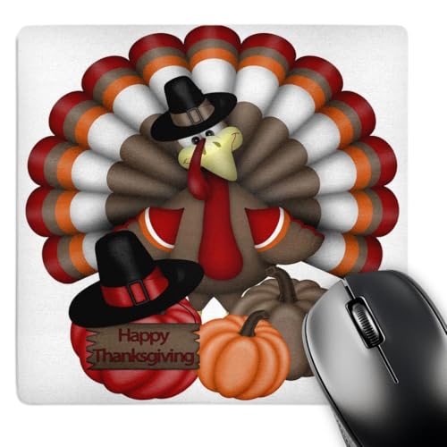 Tapis de souris protection bureau motif dinde Thanksgiving rouge orange 20cm
