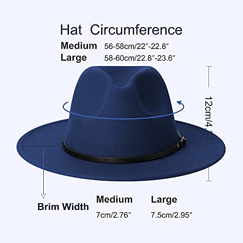 Image of Classic Fedora Hat Flat Top Hat Felt Pork Pie Hat Wide Brim Church Derby Cap for Women and Men