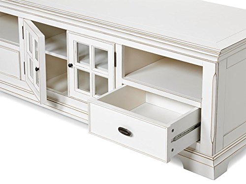 Image of APRODZ Mango Wood Dacia TV Stand Cabinet for Home | TV Unit for Living Room | White Finish