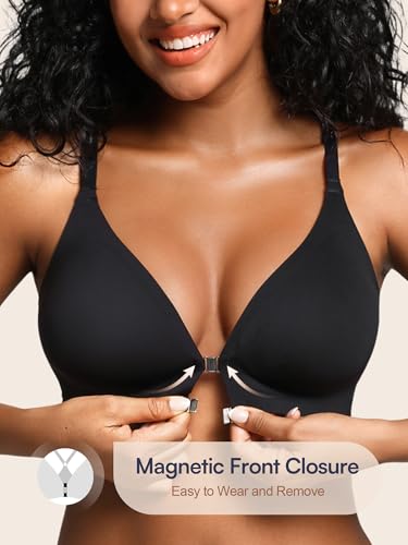 Image of Racerback Bras with Metal Magnetic Front Closure - Wireless for Women No Underwire Seamless Supportive Bralettes
