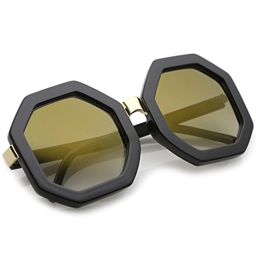 zeroUV Retro Metal Nose Bridge Octagon Shape Oversize Sunglasses 53mm4