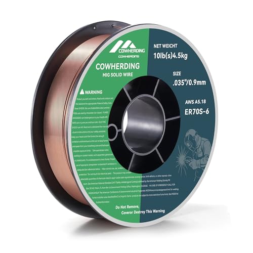 COWHERDING Solid Mig Welding Wire 0.035-inch ER70S-6 10-Pound (4.5kg) for CO Gas Solid Carbon Steel Low Splatter Mig Welding Less Splatter Welds Cleaner Strong ABS Plastic Spool Welding Wire