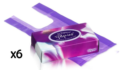 6 X Pop-ins Fragrant Sanitary Disposal Bags (50 bags) BATHROOM OFFICE HYGENE