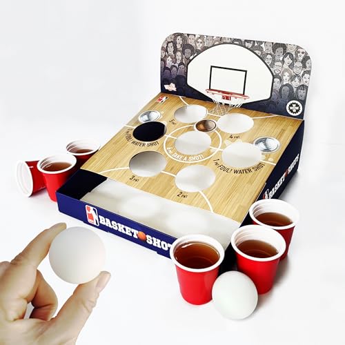 XLFFC Basket Shot Game, Desktop Mini Beer Pong, Table Drinking Games for Adults Party?4 Original Shot Cups 2Balls