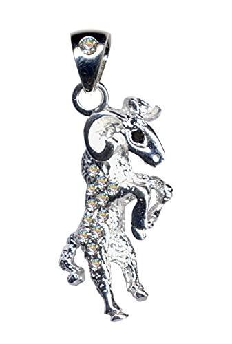 Widder Horoskop Echt Sterling Silber 925 Zirkonia Kristalle Liebe Glaube Hoffnung Emotion Symbol Motiv Stil Objekt extravagant neu gut schön modisch weiss klar