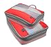 Lewis N Clark Electrolight Expandable Compression Packing Cube + Travel Organizer for Luggage, Suitcase or Carry On with Smart Design Grab Handle & Breathable Mesh, 2 Pack (1 Med, 1 Large), Red