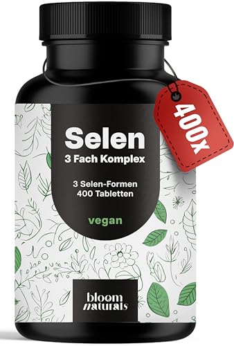 Selen hochdosiert 3-Fach-Komplex - 400 Tabletten - 200µg Selen aus drei Quellen (Selenhefe, Selenmethionin, Natriumselenit) - vegan & produziert in Deutschland