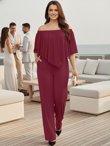 Image of KOH KOH Womens Long Pant Strapless Off Shoulder Pockets One Piece Jumpsuit