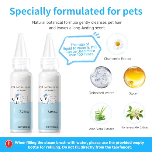 Image of Pet Steam Brush Dog Cat 2026 New Grooming Comb for Shedding Concentrated Waterless Shampoo, Pet Comb Leave-in serum, 2*Shampoo(Steam Brush not Included)