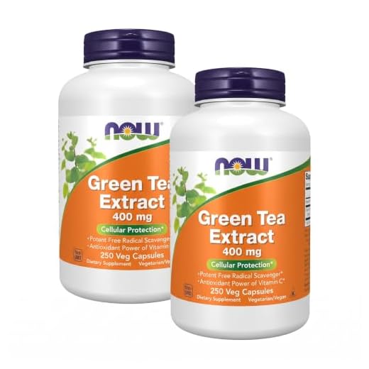 NOW Foods Supplements,Green Tea Extract 400 mg with Vitamin C for Dietary,Cellular Protection*,250 Veg Capsules,(Pack of 2)