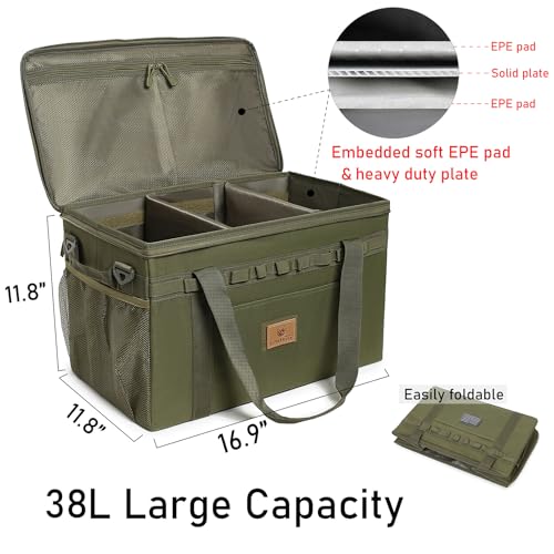 Lemubeane Tactical Camping Storage Bag Utility Tote Bag Camping Kitchen Organizer with Axe Holder & Shoulder Strap (OD Green, Medium (38L)) by Lemubeane - Image 3