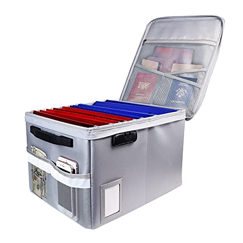 Fireproof Document Box with Lock and Organizer