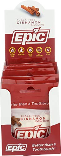 Epic Xylitol Mints - Sugar Free & Aspartame Free Mints Sweetened W/Xylitol For Dry Mouth & Gum Health (Cinnamon, 40-Piece Pouch, 10 Pouches) #TOP1