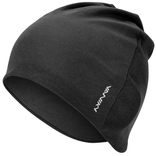 YANIKY Mütze Damen – Modal Schlafmütze Bequeme Dünne Mütze Herren - Baumwolle Weiche Hautfreundliche Beanie – Unisex Slouch Beanie Chemo Mützen für Alle Jahreszeiten (Schwarz)