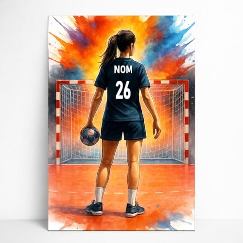 Toile décoration sport handball femme personnalisable comme cadeau personnalisé club