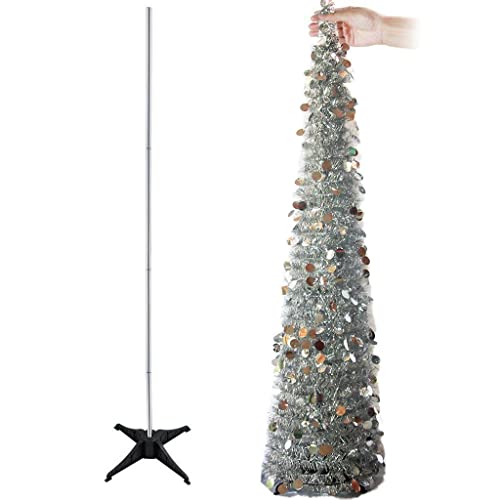B Baosity Feliz Natal Tinsel Tree Decorações Retráteis para árvores de Natal