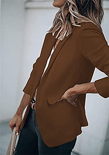 GORIFE Women's Casual Long Sleeve Button Lapel Blazer Jacket Loose Solid Color Work Office Blazer Coat3