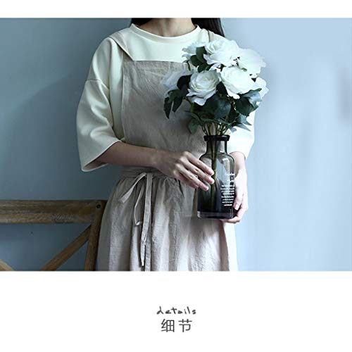 Homyl Avental De Linho De Algodão Japonês Retro Artesanato Casual Cozinhando Cafeteria Workwear - Be