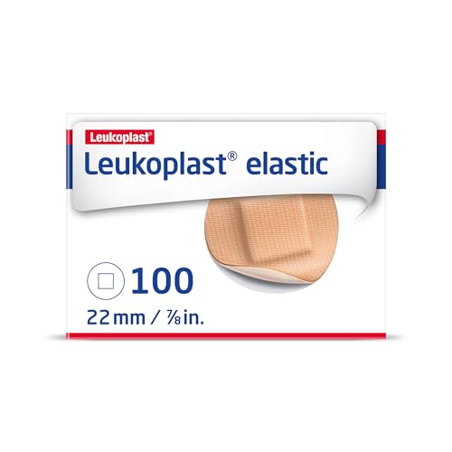 Leukoplast Elastic - Non-Sterile Wound Dressing Strips - Stretchable and Skin-Friendly First-aid Plasters - Ideal for Fingers Elbows Knees and Wrists - Round Spot .875 in. Round Box of 100
