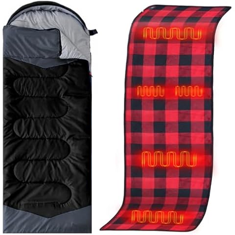 oaskys Sleeping Bag & Heated Sleeping Bag pad - Heated Sleeping Bag Liner, 5 Heating Zones, Multi USB Power Supported - Electirc Sleeping Bag Heater for Cold Weather Camping Backpacking or Hiking Cover