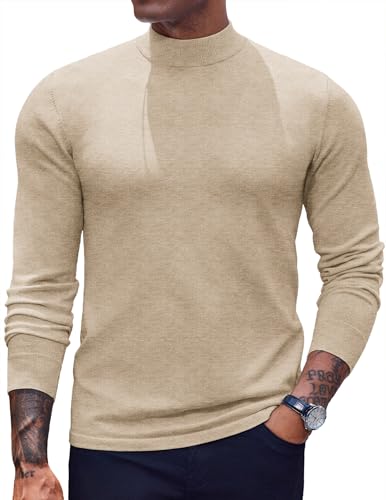 COOFANDY Mock Turtleneck for Men Long Sleeve High Neck Slim Fit Pullovers