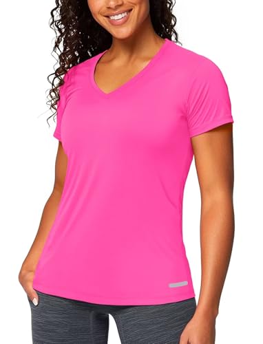 Zengjo Womens Running Shirts Quick Dry Short Sleeve Workout Yoga Tops V Neck Athletic Tees Sports Exercise Wicking T-Shirt2