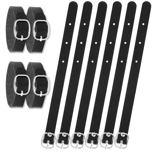 10PCS PU Leather Luggage Tag Straps, Black Leather...