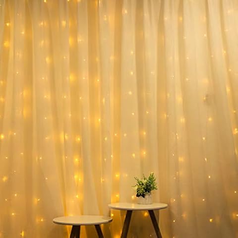 LED Curtain Lights, Window Curtain Lights for Wedding Party, Decorative Light Curtain, 342 Warm White Lights, for Indoor Outdoor, 9.8ft x 9.8ft, Vertical Lights String, for Bedroom, Wall, Backdrop Cover