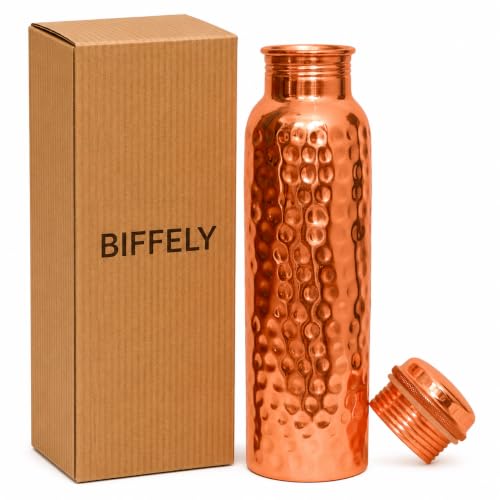 BIFFELY Copper Water Bottle - 34OZ - Handcrafted...