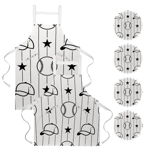 Tablier de serveuse avec chapeau de baseball sport et 4 broches d'ajustement